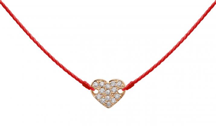 Collier fil Joli Coeur or rose pavé diamant - Redline - 0++