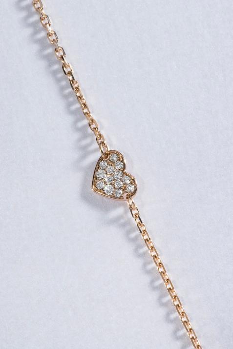 Bracelet chaîne coeur or rose pavé diamant - Redline - 0++
