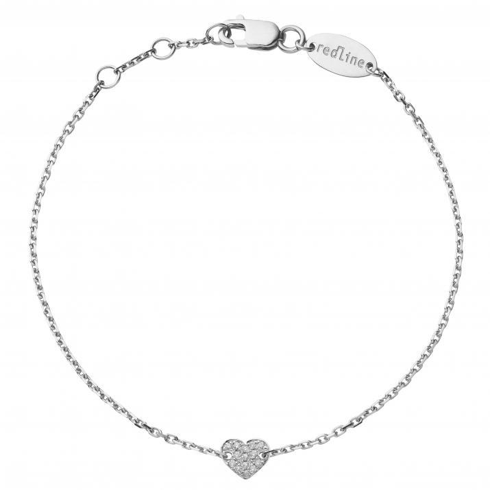 Bracelet chaîne en coeur or blanc pavé diamant - Redline - 0++