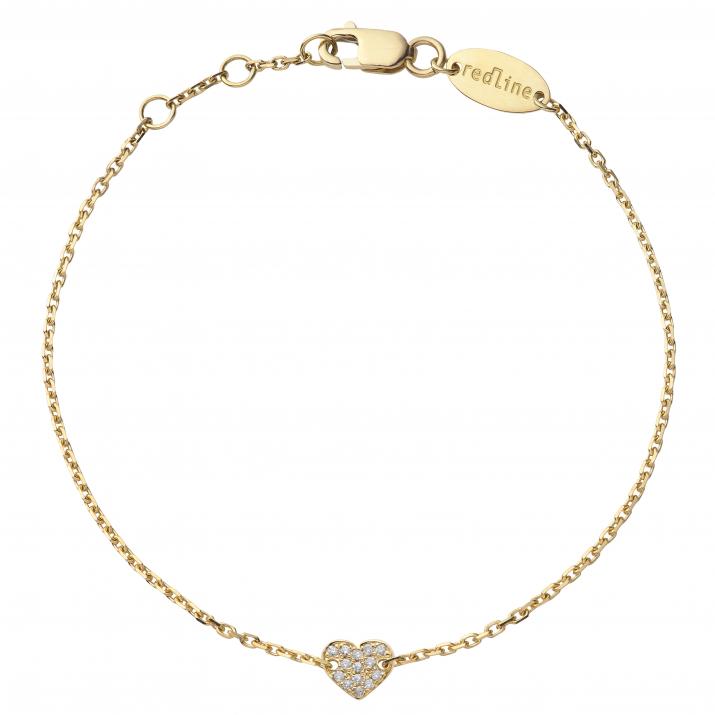 Bracelet chaîne en coeur or jaune pavé diamant - Redline - 0++