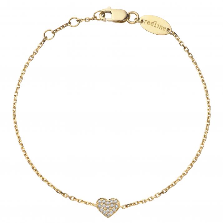 Bracelet enfant chaîne coeur or jaune pavé diamants - Redline - 0++