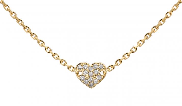 Collier chaîne Joli Coeur or jaune pavé diamant - Redline