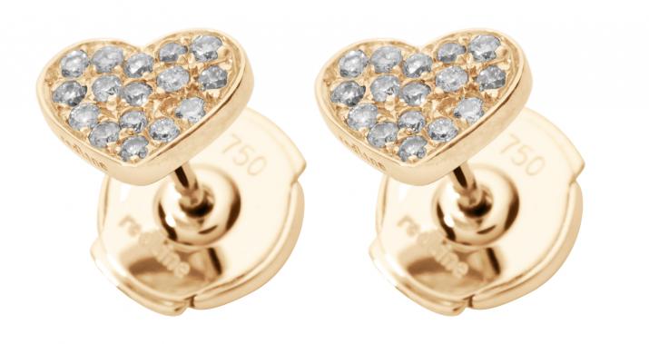 Boucle d'oreilles coeur or rose pavé diamant - Redline