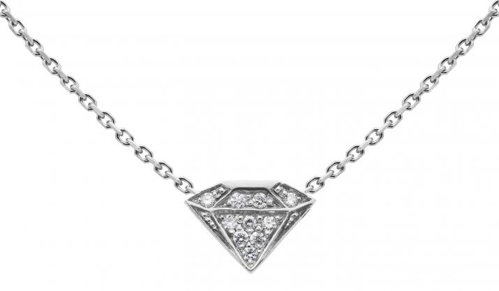 Collier chaîne diamant or blanc pavé diamant - Redline - 0++