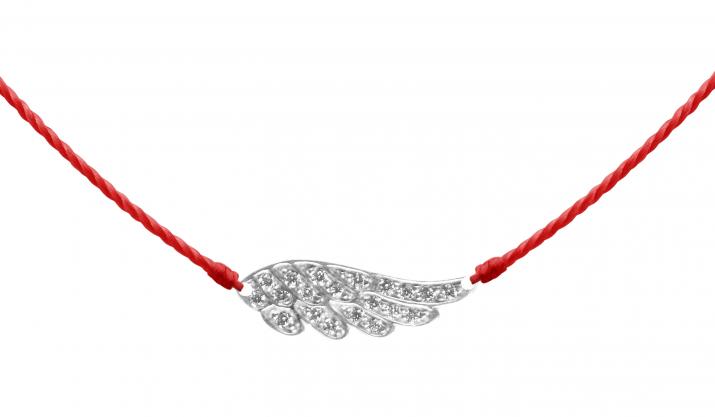 Collier fil aile or blanc pavé diamants - Redline