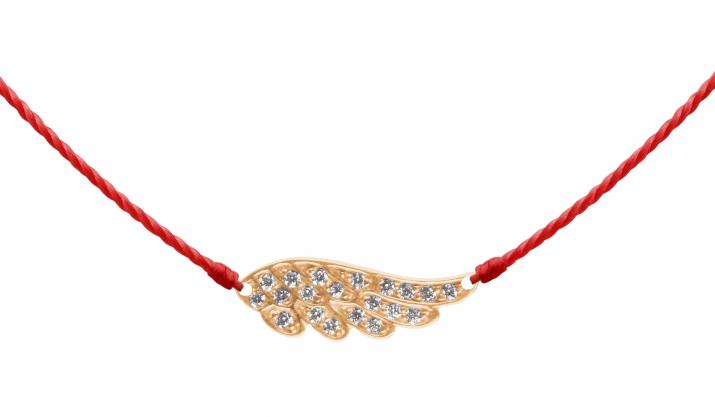 Collier fil aile or rose pavé diamants - Redline