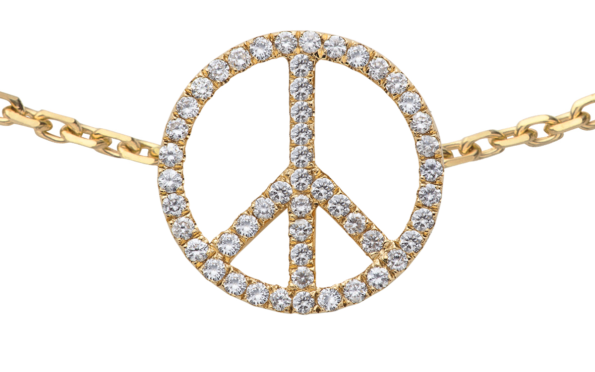 Redline Bijoux Peace Bracelet Chaîne Femme avec 0.20ct Diamant Rond