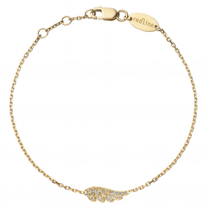Bracelet chaîne aile or jaune pavé diamants - Redline - 0++