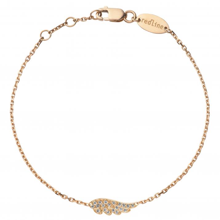 Bracelet chaîne aile or rose pavé diamants - Redline