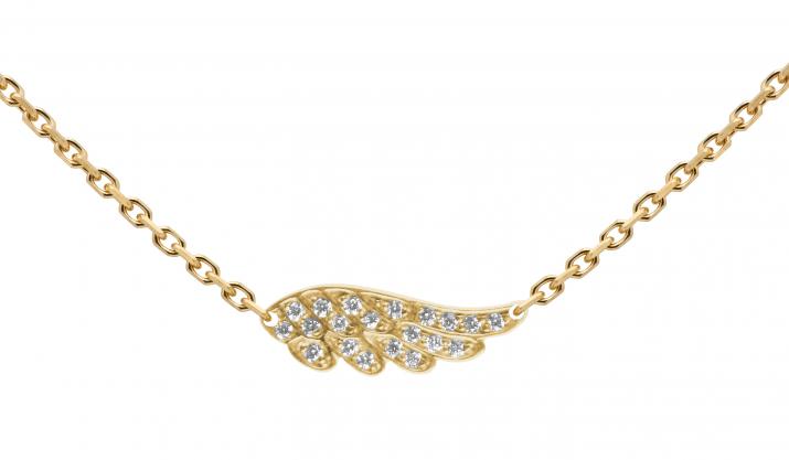 Collier chaîne aile or jaune pavé diamants - Redline