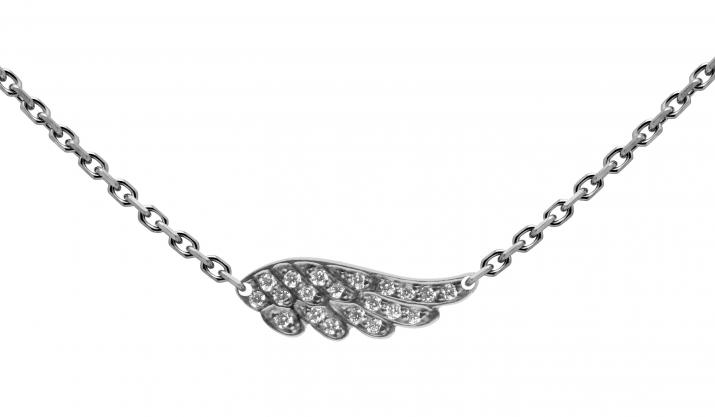 Collier chaîne aile or noir pavé diamants - Redline