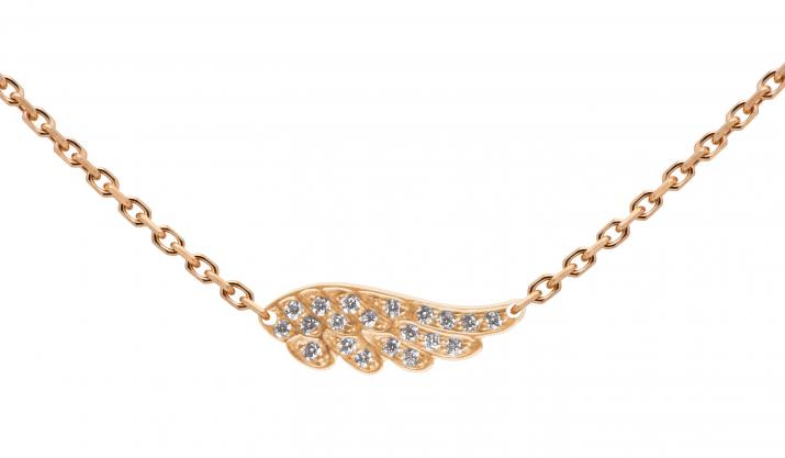 Collier chaîne aile or rose pavé diamants - Redline