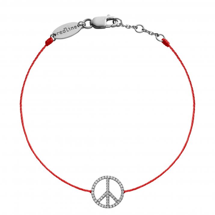 Bracelet fil peace & love or noir pavé diamants - Redline