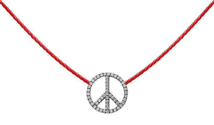 Collier fil peace & love or noir pavé diamants - Redline