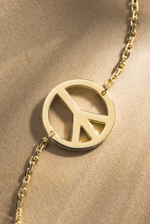 Bracelet chaîne peace & love or jaune - Redline - 0++