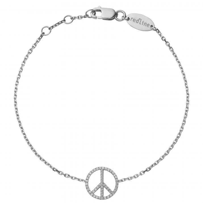 Bracelet chaîne peace & love or blanc pavé diamants - Redline