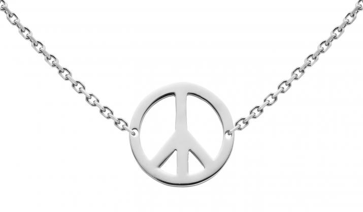 Collier chaîne peace & love or blanc - Redline