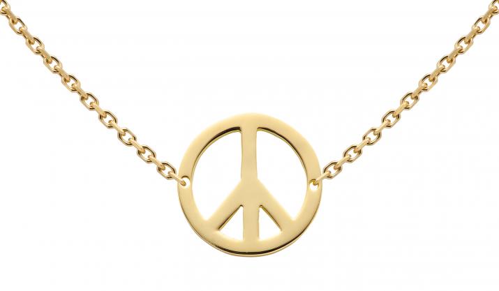 Collier chaîne peace & love or jaune - Redline