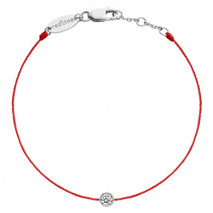 Bracelet bébé fil avec diamant 0.05 carat en serti clos or blanc - Redline - 0++