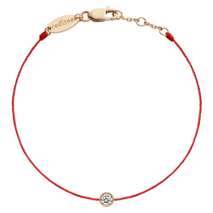 Bracelet bébé fil avec diamant 0.05 carat en serti clos or rose - Redline - 0++