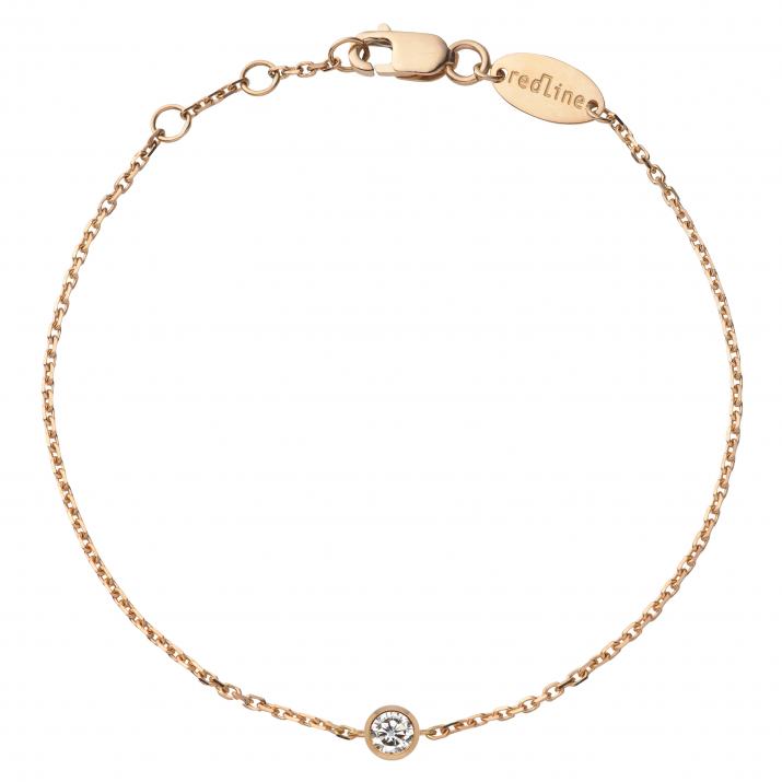 Bracelet enfant chaîne avec diamant 0.05 carat en serti clos or rose - Redline - 0++