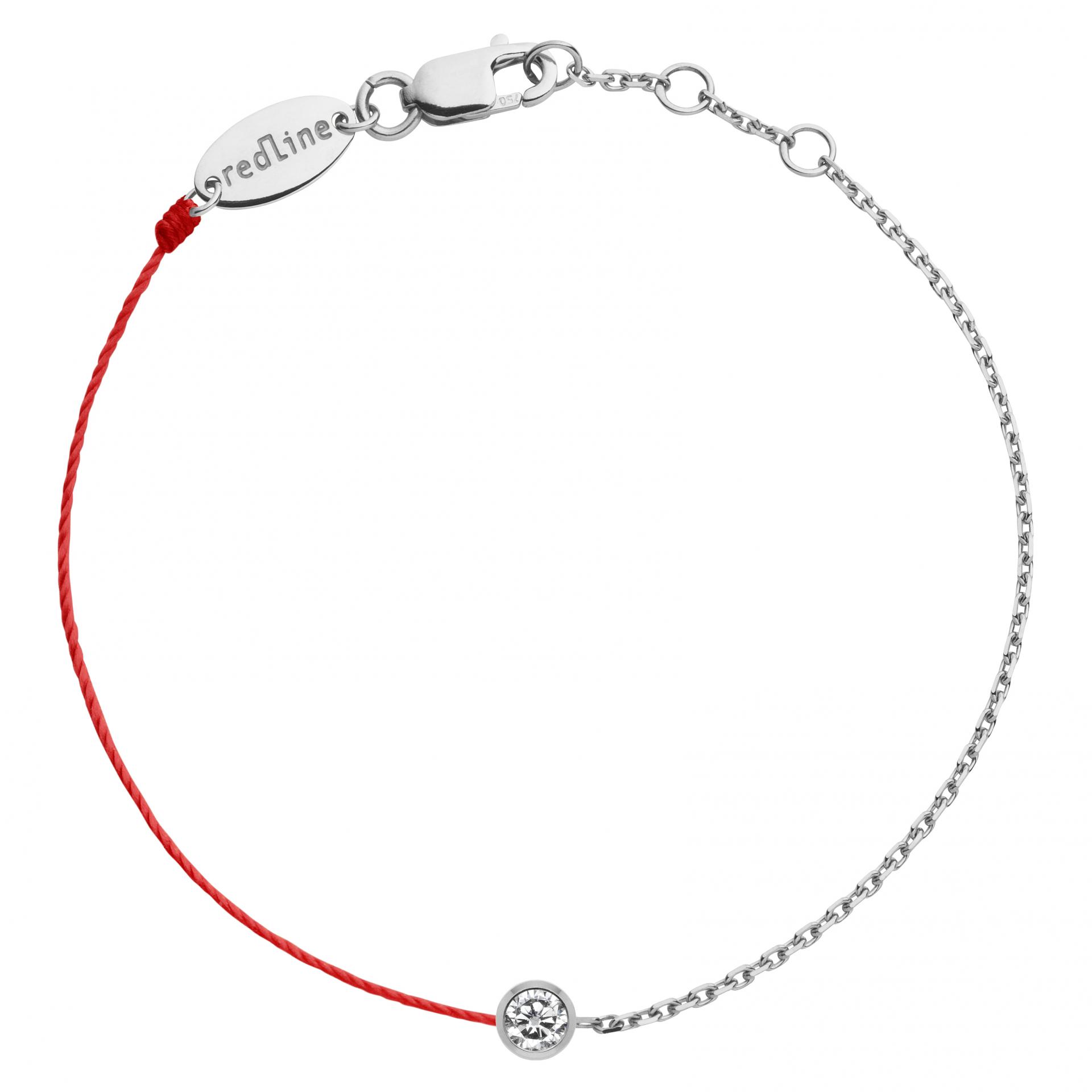 Redline Bijoux Bebe Pure Bracelet Fil Enfant Avec 0 05ct Diamant Rond En Or Blanc Serti Clos Redline