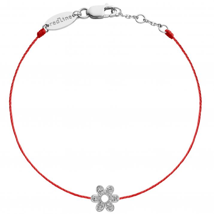 Bracelet fil fleur or blanc pavé diamants - Redline - 0++