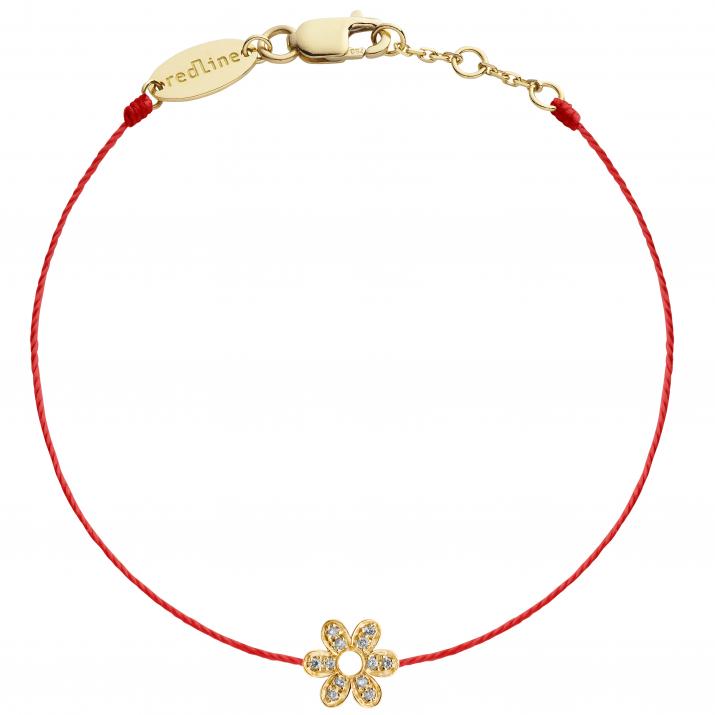 Bracelet fil fleur or jaune pavé diamants - Redline - 0++