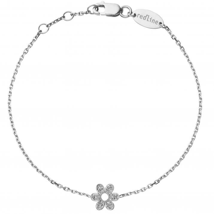 Bracelet chaîne fleur or blanc pavé diamants - Redline
