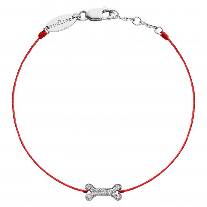 Bracelet fil os or blanc pavé diamants - Redline