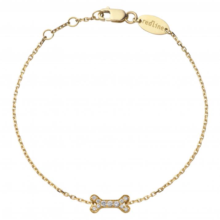 Bracelet chaîne os or jaune pavé diamants - Redline