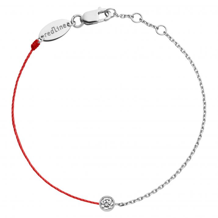 Bracelet bébé fil et chaîne avec diamant 0.05 carat en serti clos or blanc - Redline - 0++