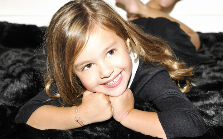 Bracelet enfant mi-fil mi-chaîne avec diamant 0.05 carats en serti clos or blanc - Redline - 0++