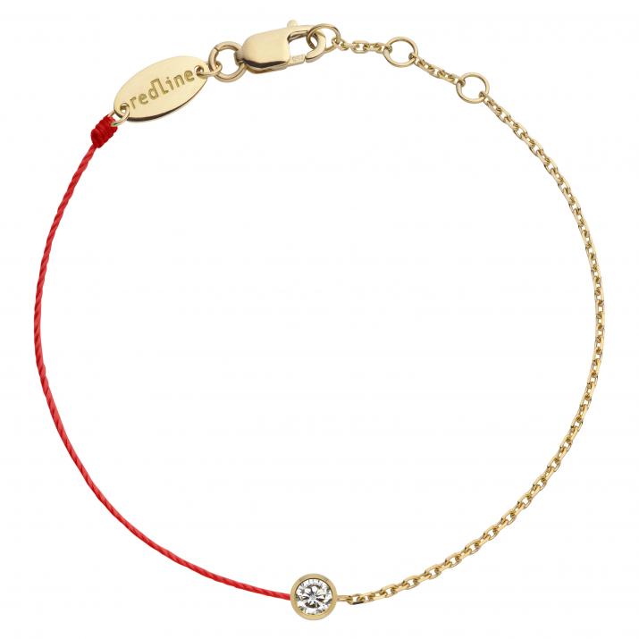 Bracelet bébé fil et chaîne avec diamant 0.05 carat en serti clos or jaune - Redline - 0++
