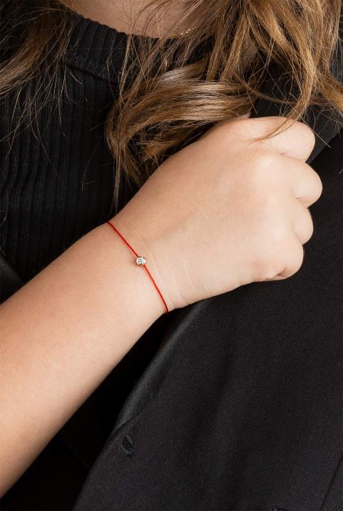 Bracelet enfant fil avec diamant 0.05 carats en serti clos or jaune - Redline - 0++