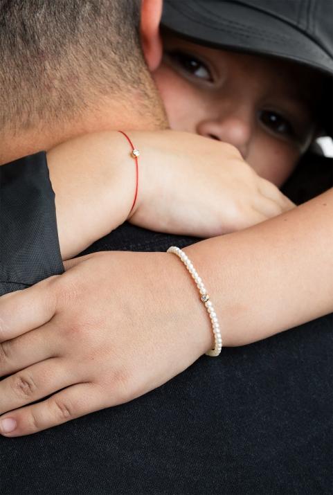 Bracelet enfant perles et diamant 0.05 carat en serti clos or jaune - Redline - 0++