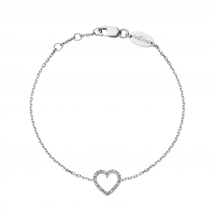 Bracelet chaîne coeur or blanc pavé diamant - Redline - 0++