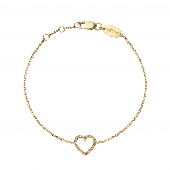 Bracelet chaîne coeur or jaune pavé diamant - Redline - 0++