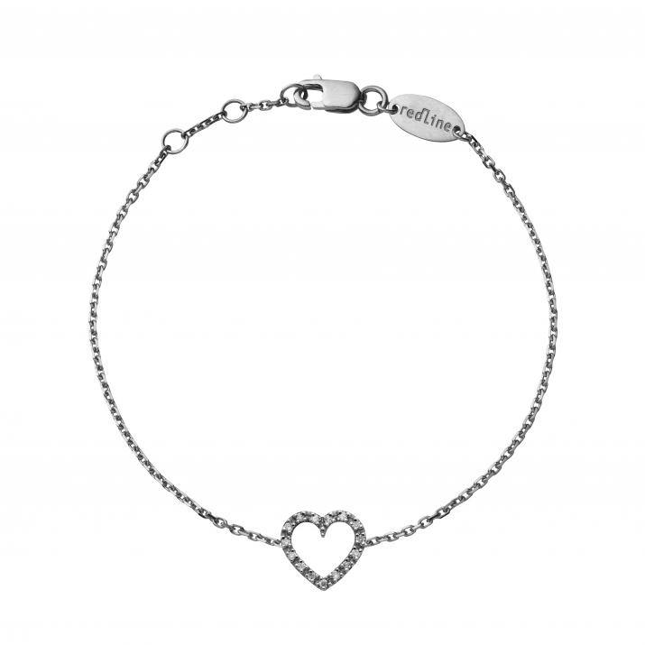 Bracelet chaîne coeur or noir pavé diamant - Redline - 0++