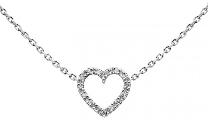Collier chaîne coeur or blanc pavé diamant - Redline