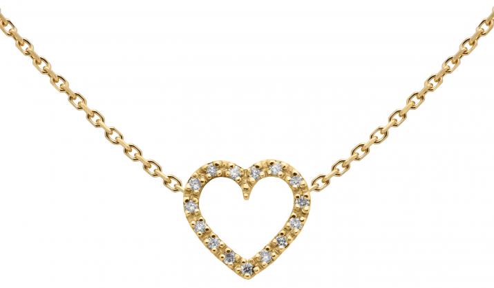 Collier chaîne coeur or jaune pavé diamant - Redline