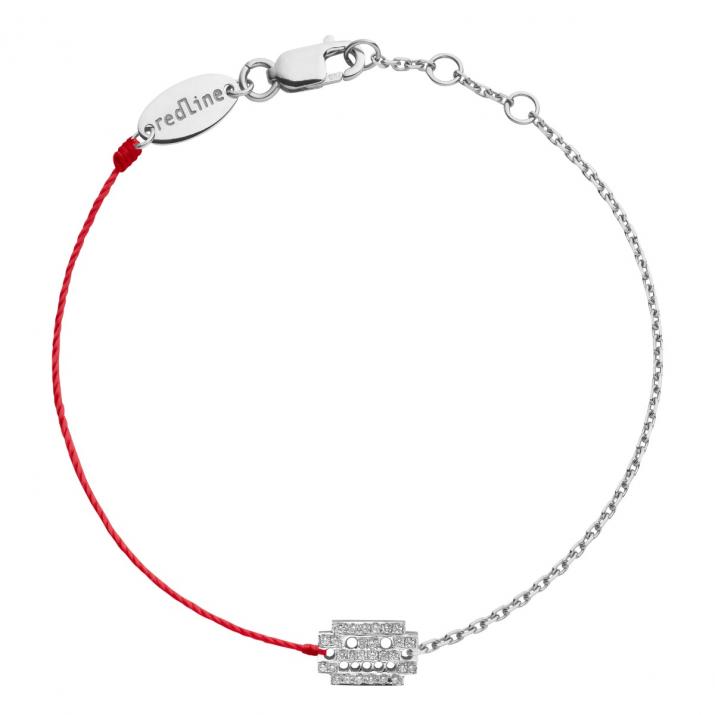 Bracelet mi-fil mi-chaîne double robot or blanc pavé diamant - Redline
