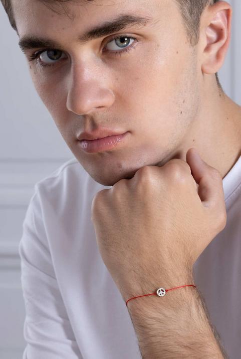 Bracelet fil Mini Peace or blanc pavé diamants - Redline - 0++