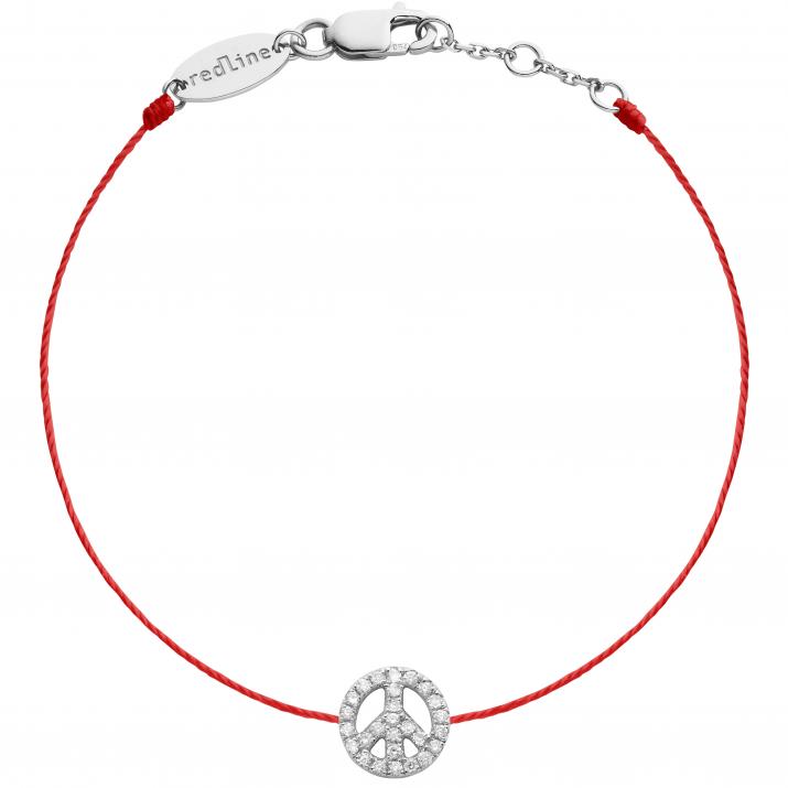 Bracelet fil Mini Peace or blanc pavé diamants - Redline - 0++