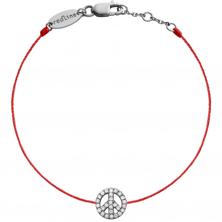 Bracelet fil Mini Peace or noir pavé diamants - Redline - 0++