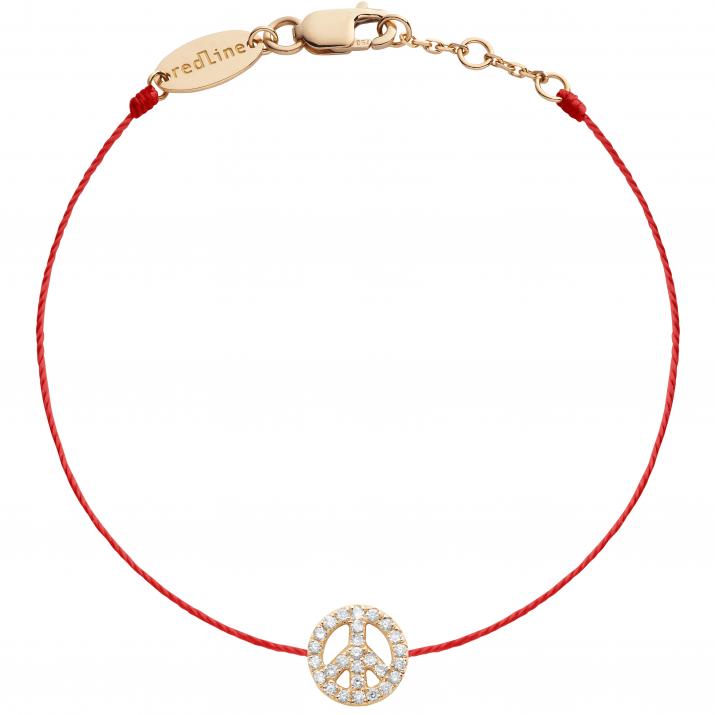 Bracelet fil Mini Peace or rose pavé diamants - Redline - 0++