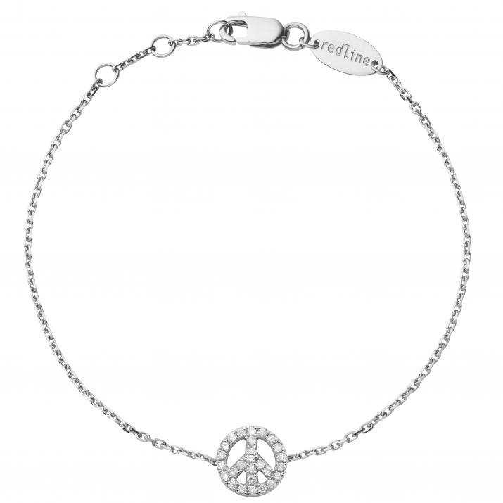 Bracelet chaîne Mini Peace or blanc pavé diamants - Redline - 0++