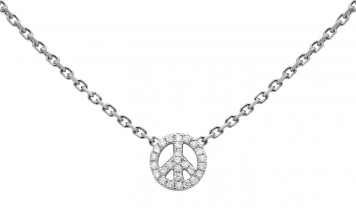 Collier chaîne Mini Peace or blanc pavé diamants - Redline
