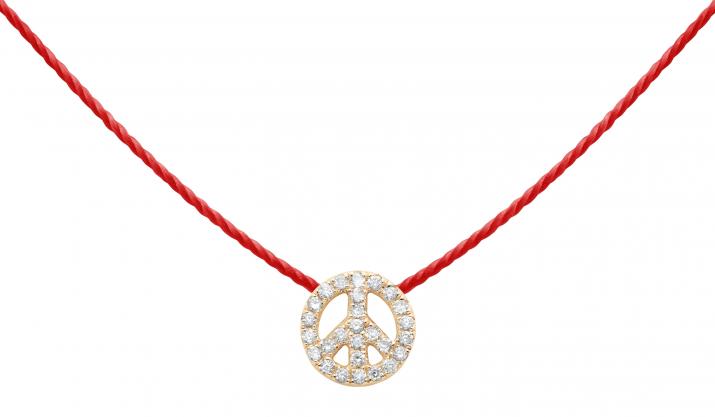 Collier fil Mini Peace or rose pavé diamants - Redline