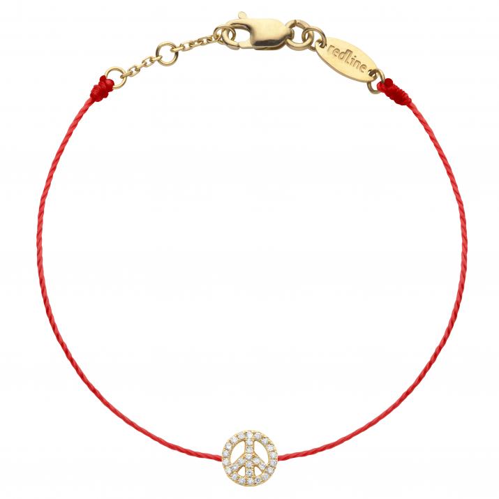 Bracelet enfant fil Mini Peace or jaune pavé diamants - Redline - 0++